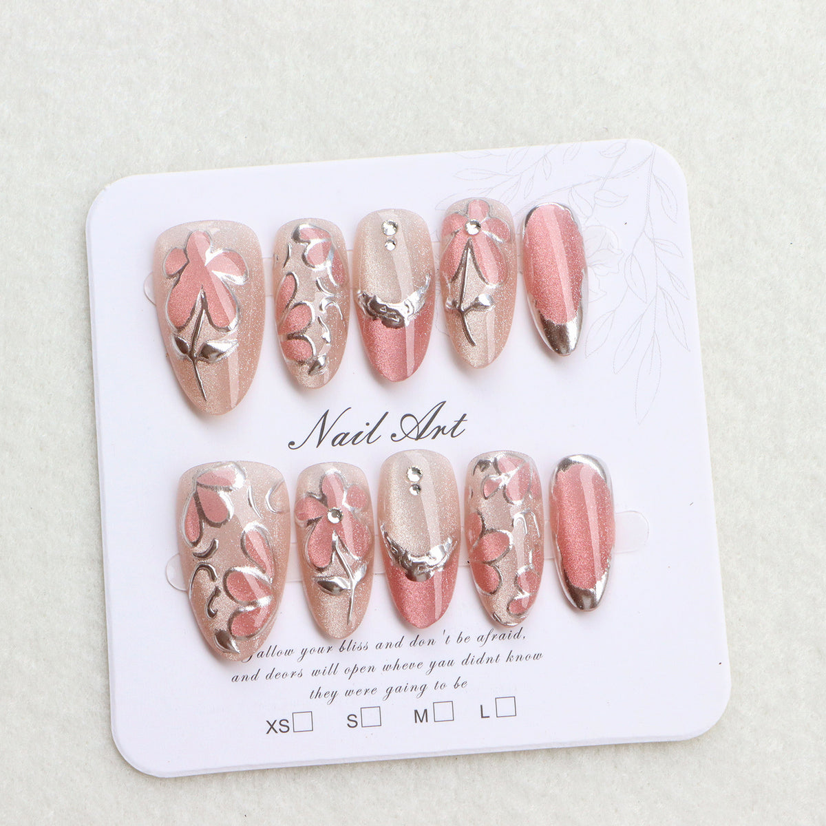 Elegantes floral design press-on nagel set Brehn