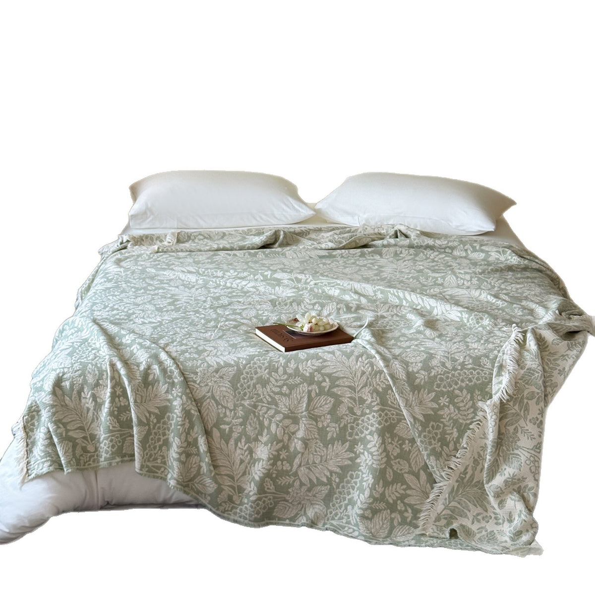 Florales Jacquard Baumwollwurf mit Fransenrädern