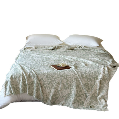 Florales Jacquard Baumwollwurf mit Fransenrädern
