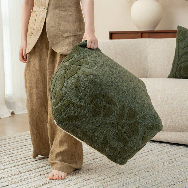 quadratischer Pouf mit Bouclé-Bezug und strukturiertem Jacquardmuster Brehn