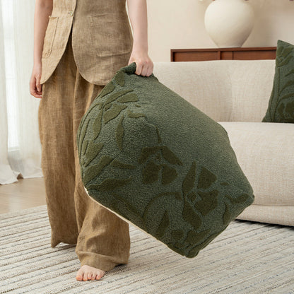 quadratischer Pouf mit Bouclé-Bezug und strukturiertem Jacquardmuster Brehn