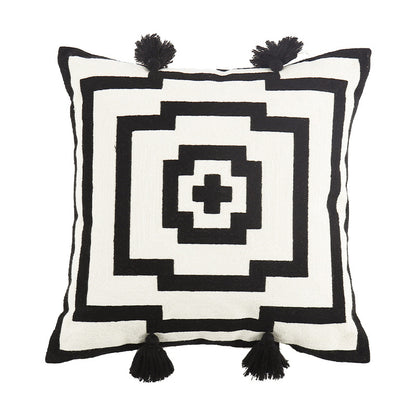Dekoratives quadratisches Zierkissen mit Jacquard‑Gewebe und dekorativen Quasten Brehn