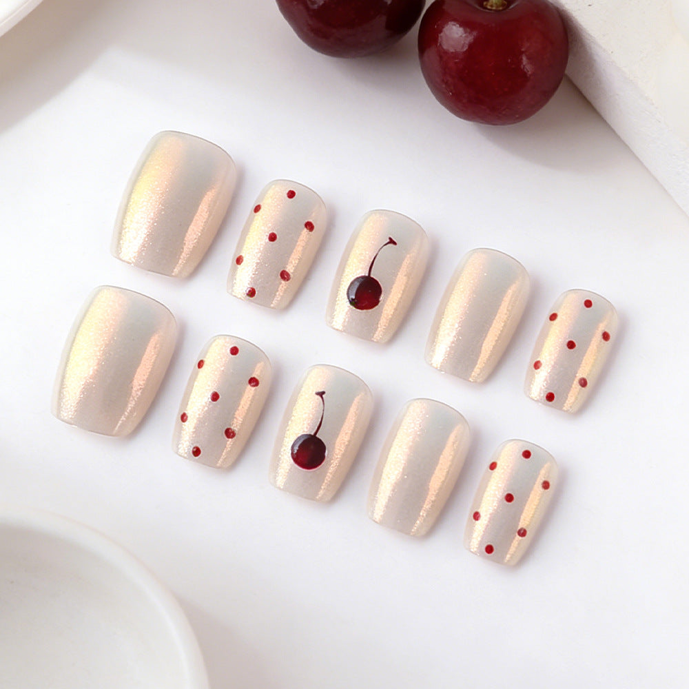 Künstlerisches Kirschmuster Press-On Nagelset Brehn
