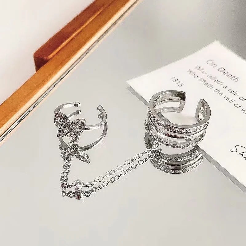 Verspieltes Ring-Set mit Schmetterlings-Elementen Brehn