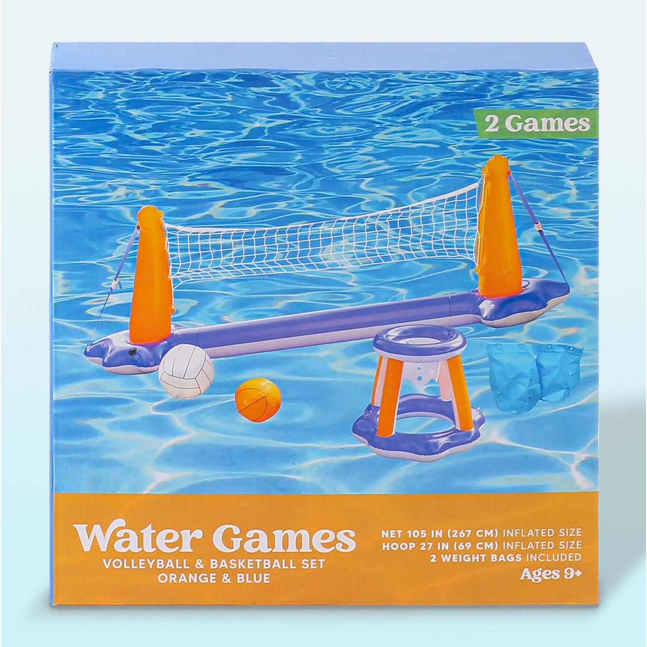 Unisex Aufblasbares Wasser-Spielset mit Volleyball- und Basketballnetz Brehn