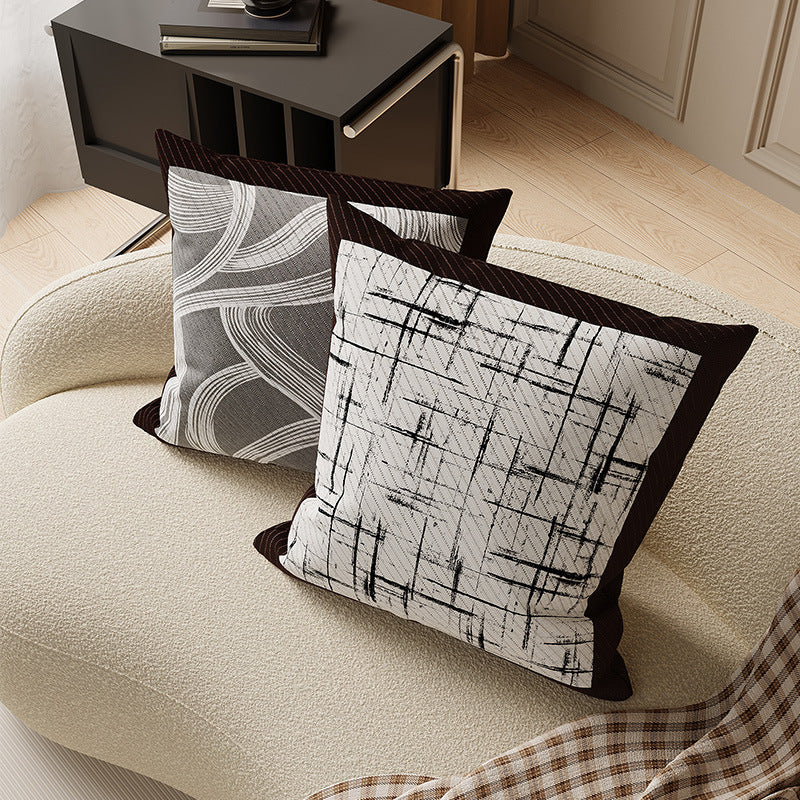 Textured Abstract Brushstroke Cotton-Linen Square Throw Pillow Cover with Hidden Zipper