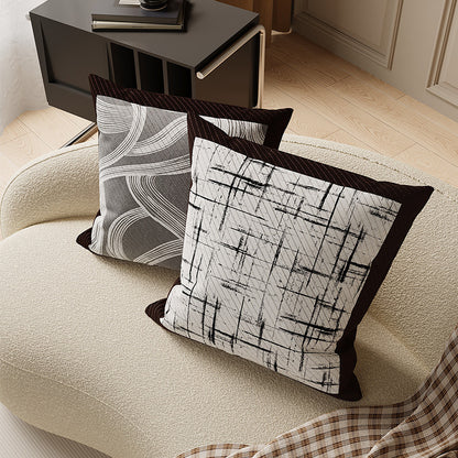 Textured Abstract Brushstroke Cotton-Linen Square Throw Pillow Cover with Hidden Zipper