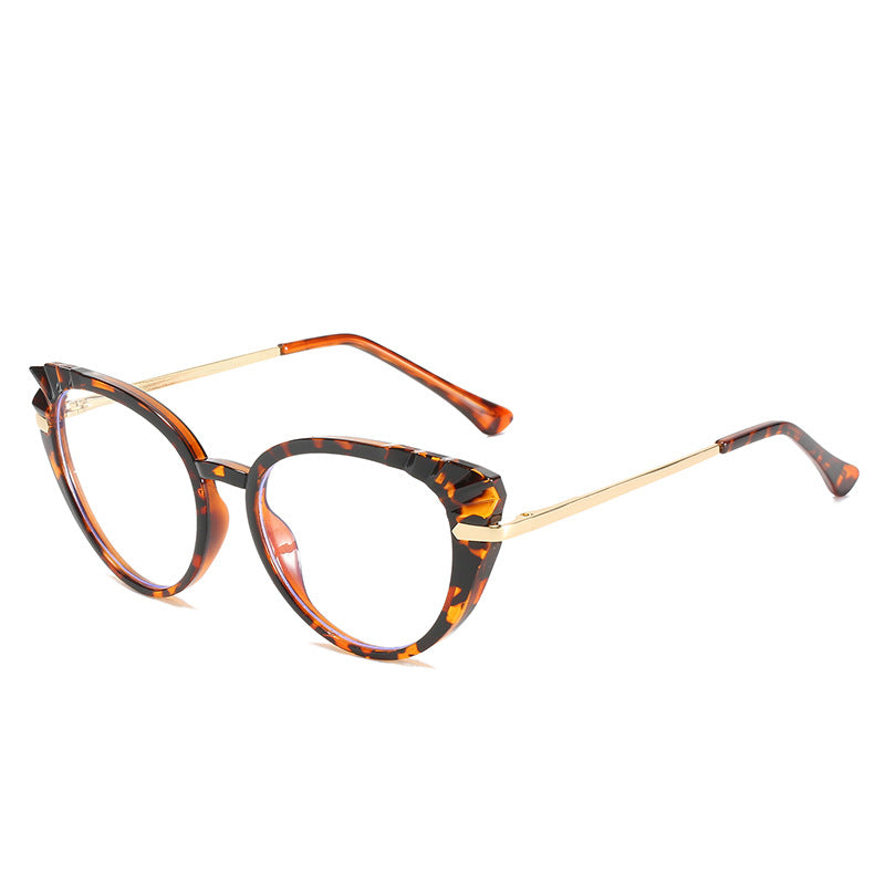 Damen Cat-Eye Korrektionsbrille mit glänzendem Kunststoffrahmen und goldenen Akzenten Brehn