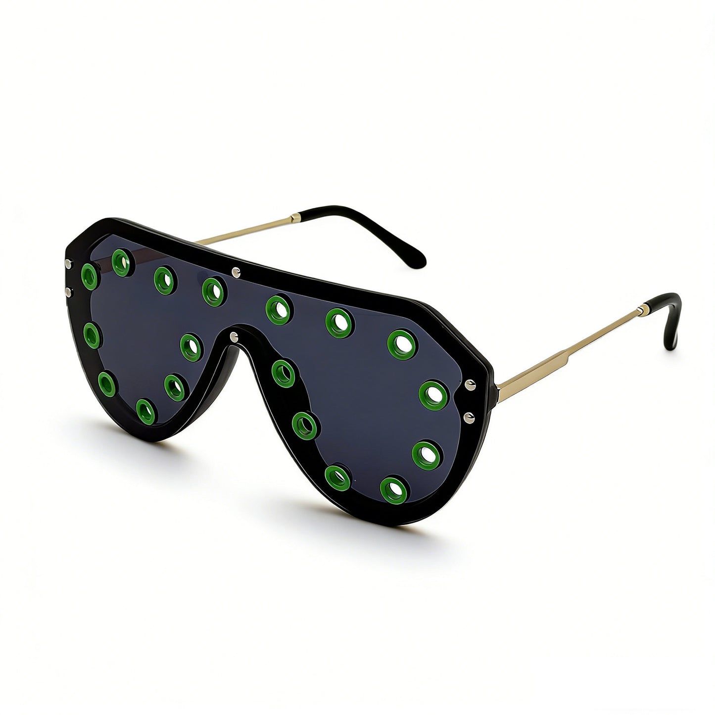 Damen Statement-Sonnenbrille im futuristischen Design mit dekorativen Elementen Brehn