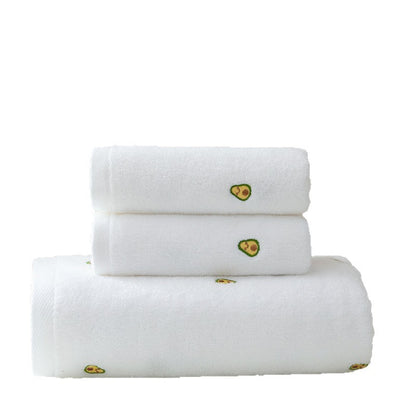 Hochsaugfähiges Hand- und Duschtuch-Set mit Avocado-Stickerei