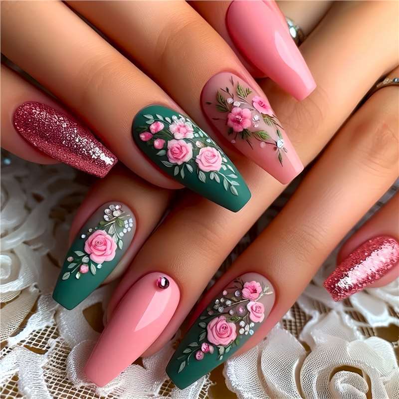 Künstlerisches Blumendesign Press-On Nägel Brehn 1788434359