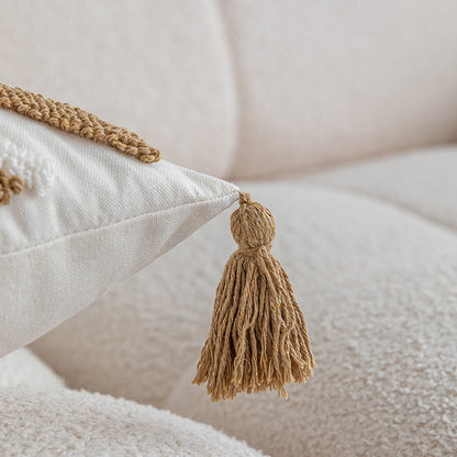 Dekoratives Boho Quasten Texturiertes Kissenbezug