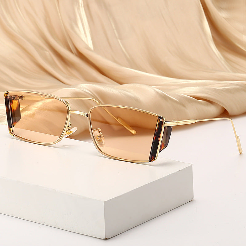 Damen elegante quadratische Sonnenbrille mit feinem Metallrahmen Brehn