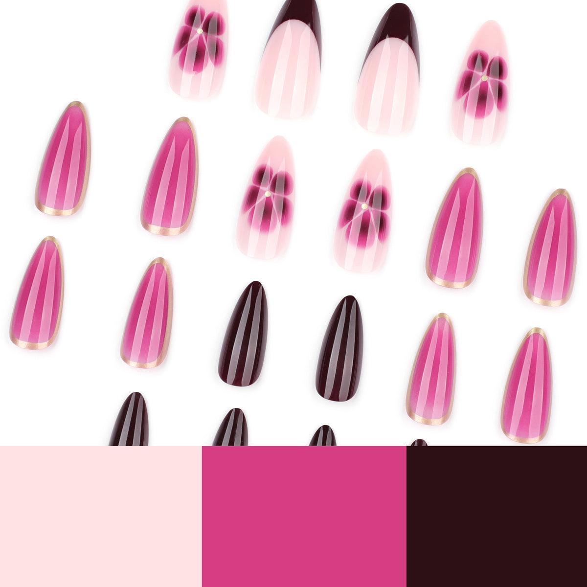 Kunstvolle Nagelkunst mit Ombre-Design und floralen Akzenten Brehn