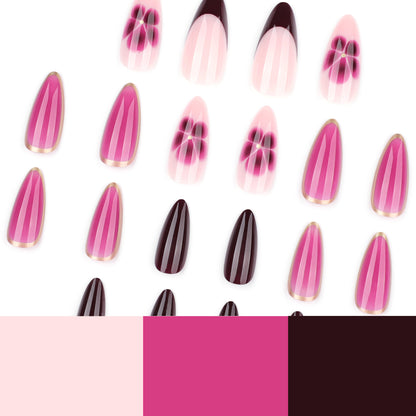 Kunstvolle Nagelkunst mit Ombre-Design und floralen Akzenten Brehn