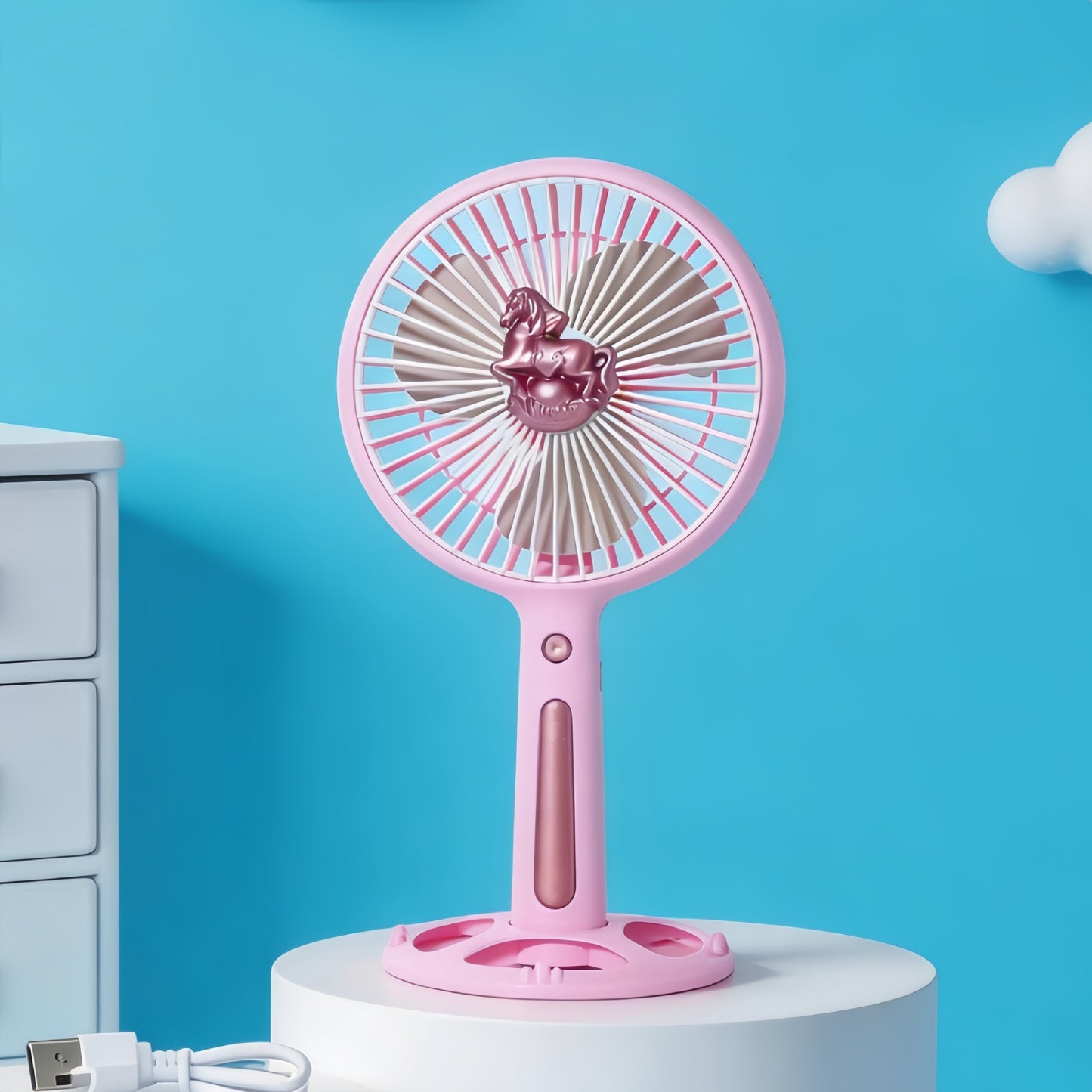 Damen Tragbarer Tischventilator mit kraftvollem Akku und USB-Ladefunktion Brehn