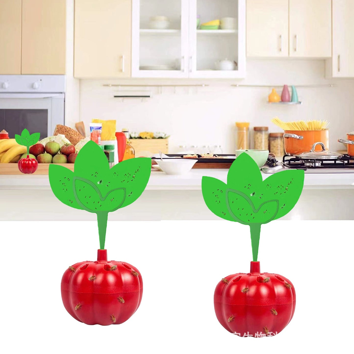 Wiederverwendbare Obstfliegenfalle für die Arbeitsplatte mit tomatenförmigem, klebrigem Köderbehälter Brehn