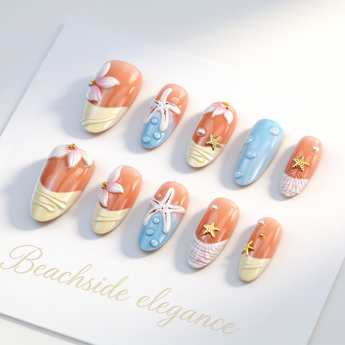 Künstlerisch vom Unterwasser inspiriertes Press-On Nagelkunst Brehn