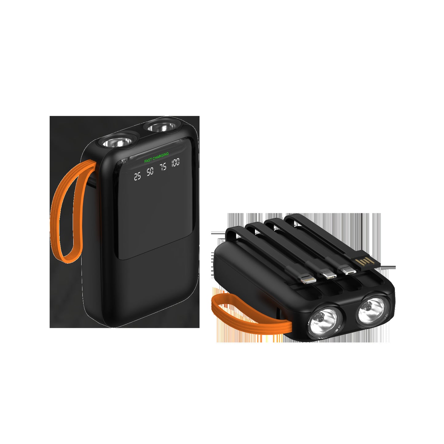 Tragbare Powerbank mit Vielseitigen Ladeanschlüssen und Led-Anzeige Brehn