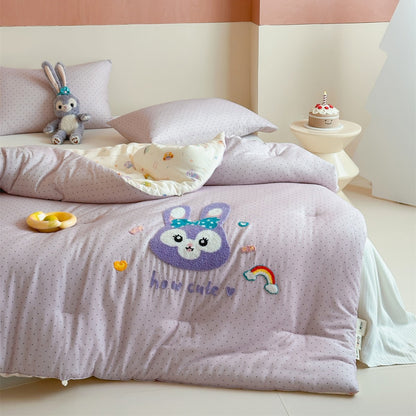 Kinder Stickplüsch-Decke mit Applikationsmuster und Wendefutter