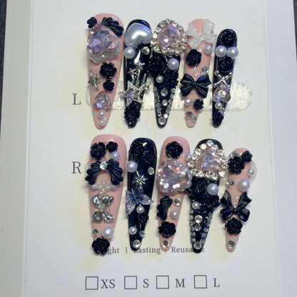 Luxuriöses 3D Dekoratives Press-On NagelkunstSet