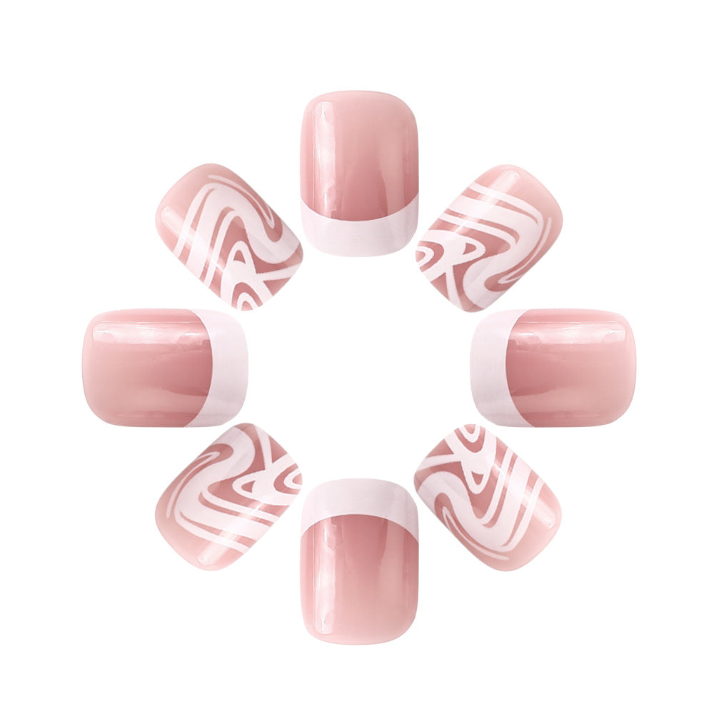 Künstlerisches Press-On-Nagelset mit Marmor- und Texturdesign Brehn