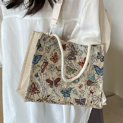 Floral Bestickte Canvas Tragetasche  1790616768