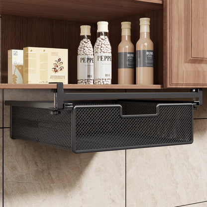 Unterregal Ausziehbarer Metallgitter Pull-Out Aufbewahrungsdrawer mit verstellbarem Klemmen
