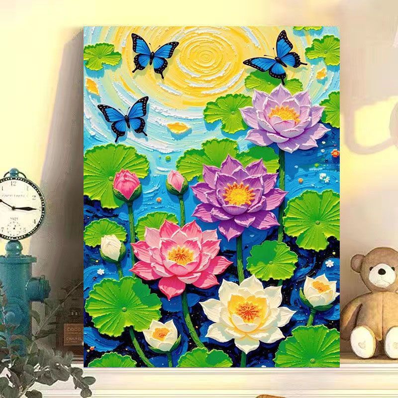 Elegante Floral Lotus Leinwand Kunst Brehn