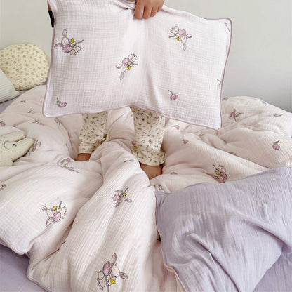 Kinder-Musselin-Steppbett-Set mit niedlichem Bären-Print