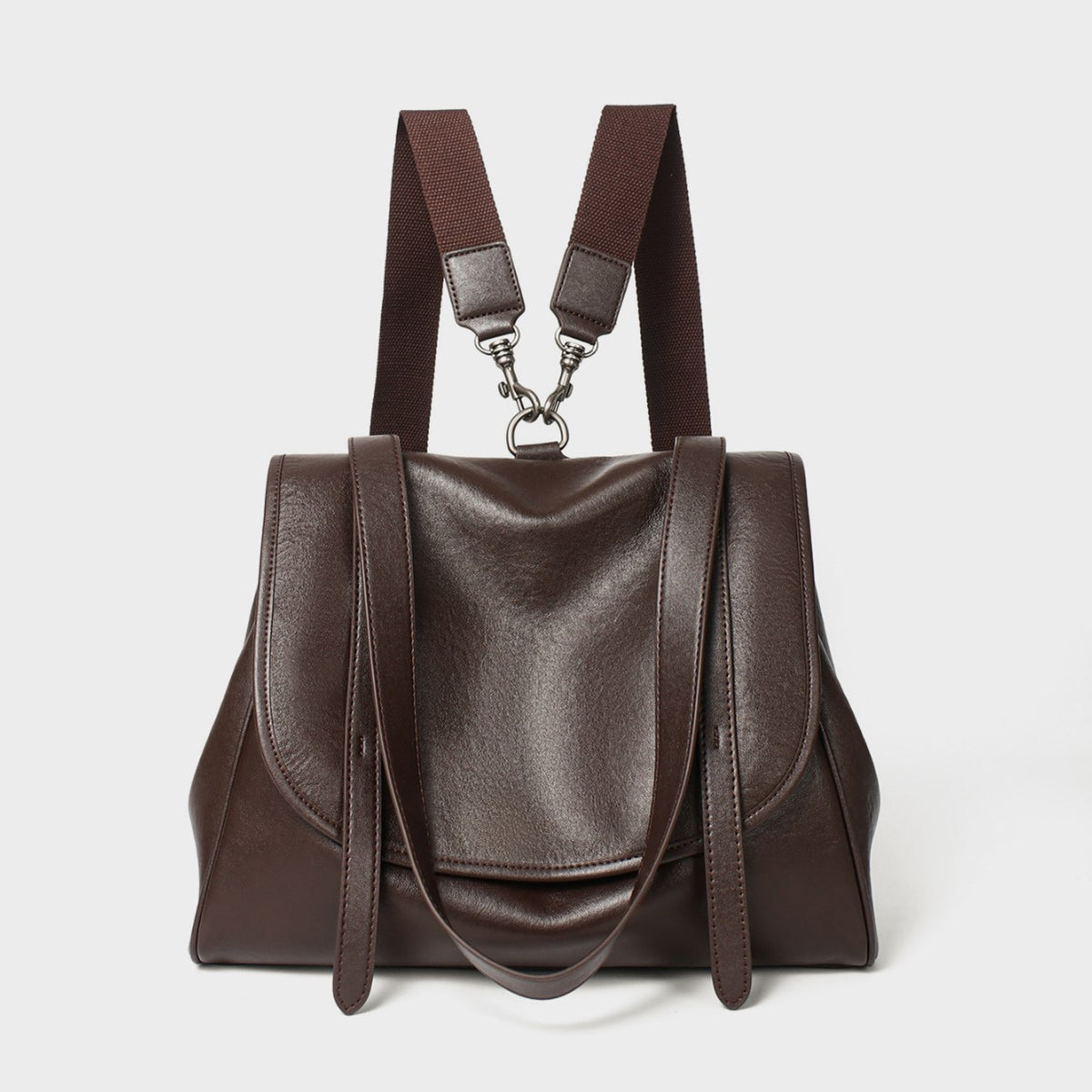 Umwandelbare Glatte Leder Klappe Tote Rucksack mit Abnehmbaren Gurtstraps