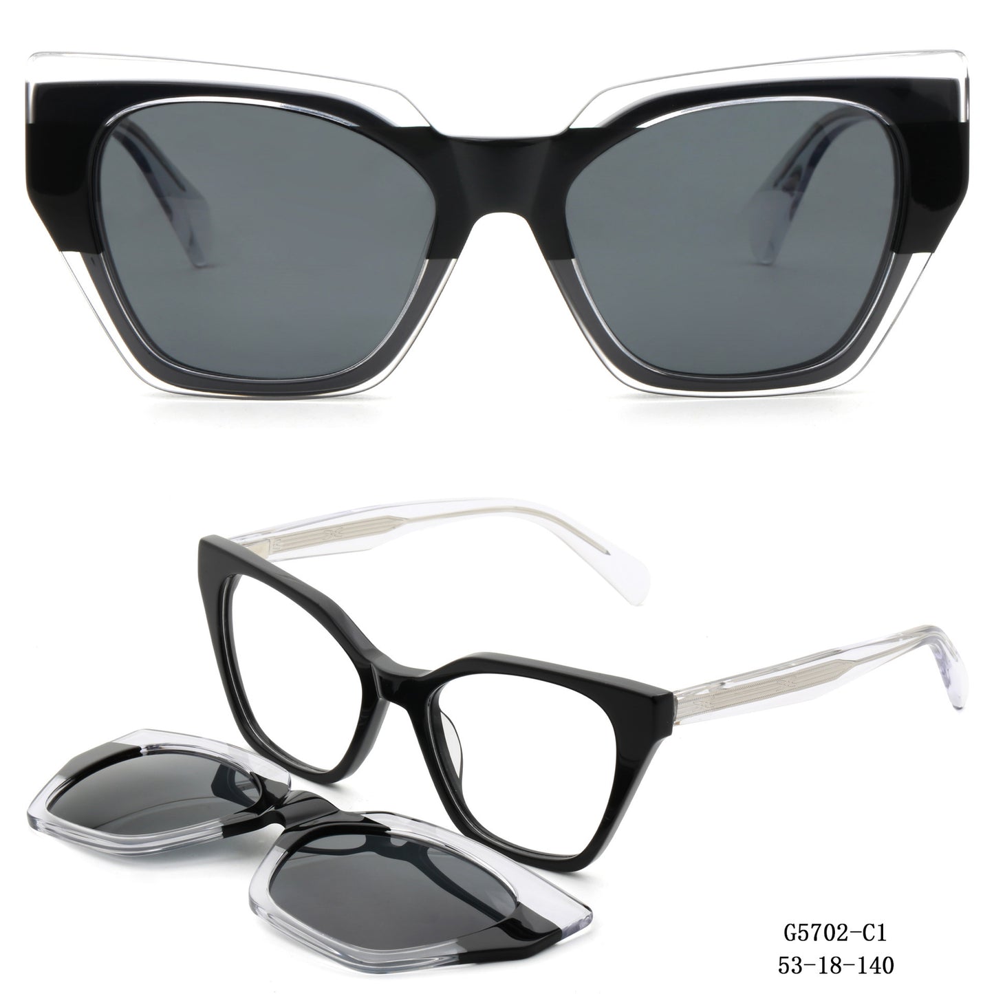 Damen auffällige Oversized-Sonnenbrille mit abnehmbaren Gläsern Brehn