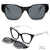 Damen auffällige Oversized-Sonnenbrille mit abnehmbaren Gläsern Brehn