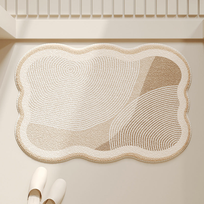 Cloud-Shaped Absorbent Microfiber Bath Mat with Anti-Slip Backing and Textured Concentric Pattern