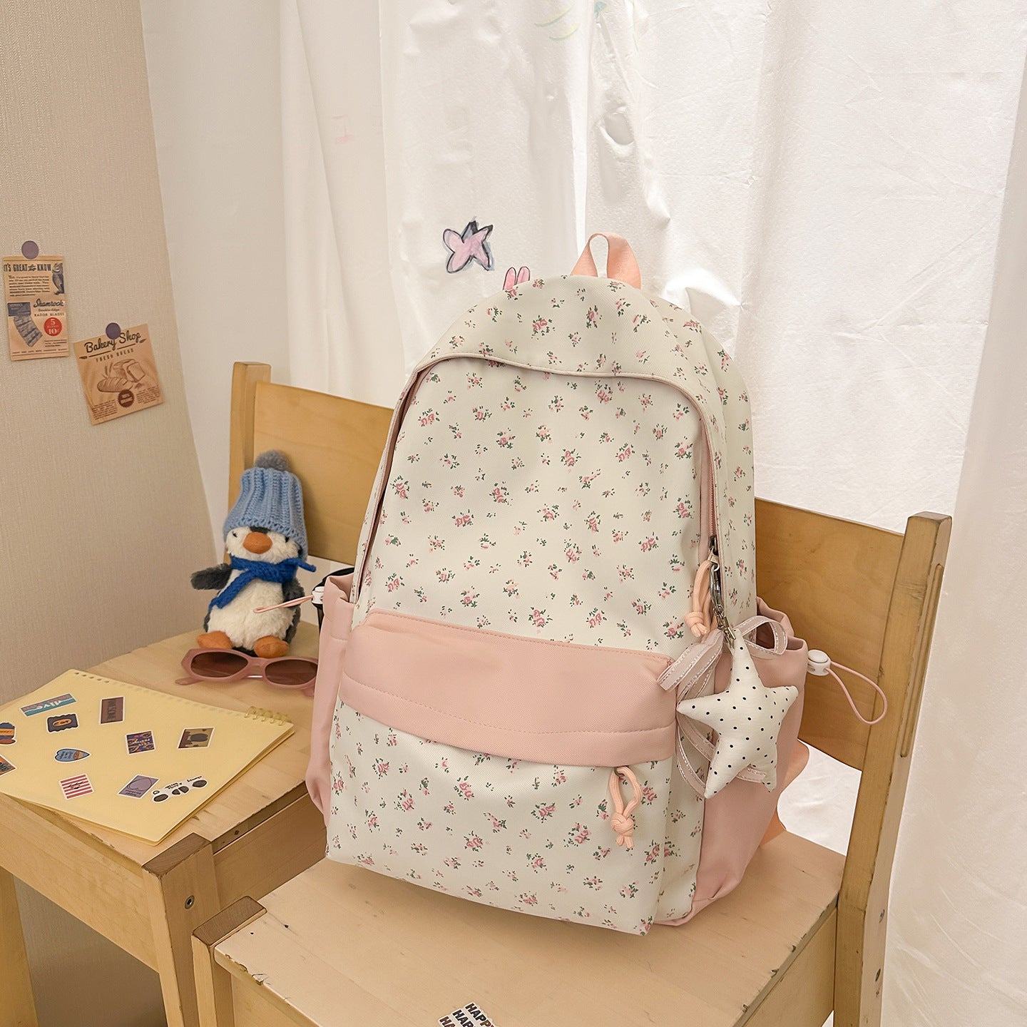 Blumenmuster Schulrucksack