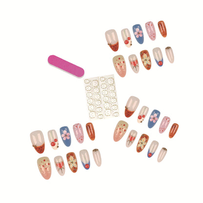 Künstlerisches florales Design Press-On-Nagelset