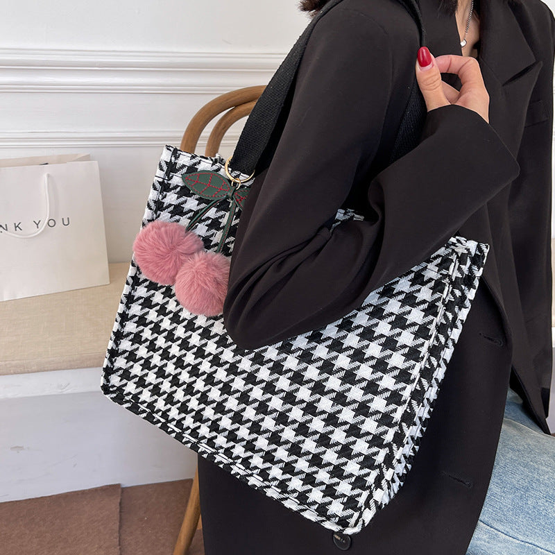 Charmantes Hahnentritt-Muster Tote Bag