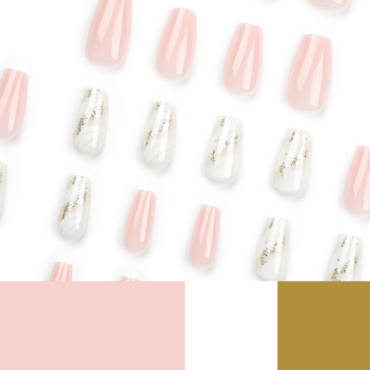 Kunstvolle Nagelverlängerungen mit elegantem Gold-Design Brehn
