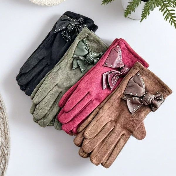 Elegante Bow-verzierte Touchscreen-Handschuhe Brehn