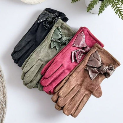 Elegante Bow-verzierte Touchscreen-Handschuhe Brehn