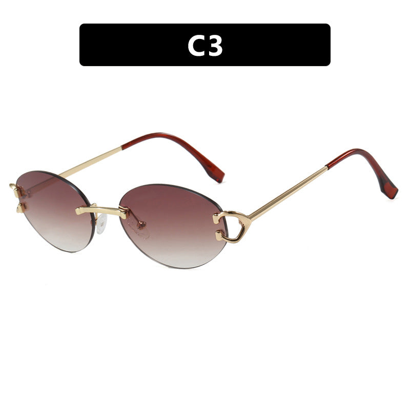 Damen elegante ovalförmige Sonnenbrille mit modischem Metallrahmen Brehn
