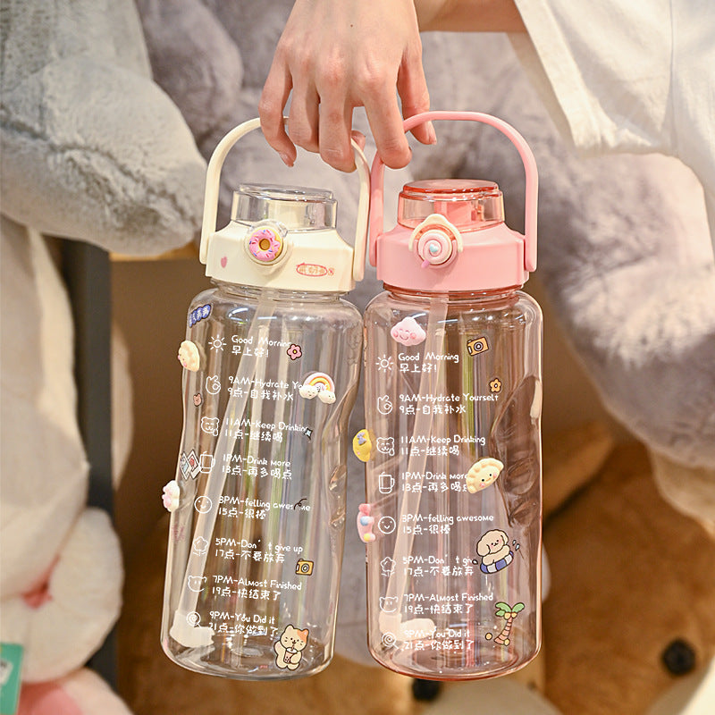 Damen Trinkflasche mit integrierter Zeitmarkierung und praktischem Tragegriff Brehn