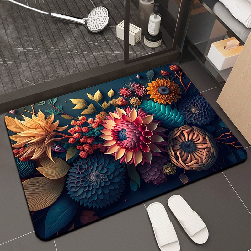 Floral Design Memory Foam Badteppich Brehn
