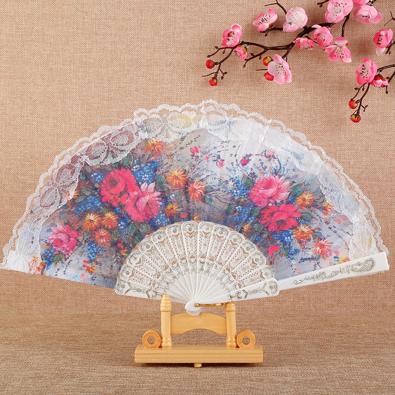 Damen Eleganter Handfächer mit floralen Motiven Brehn