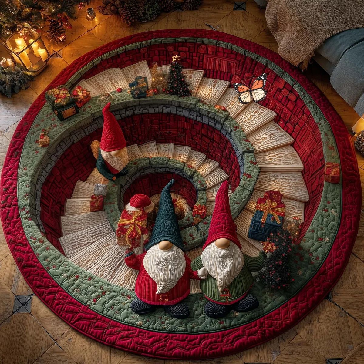 Gemütlicher weihnachtlicher runder Teppich