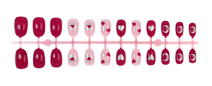 Kunstnagelset mit romantischen Herz- und Sternenmotiven Brehn