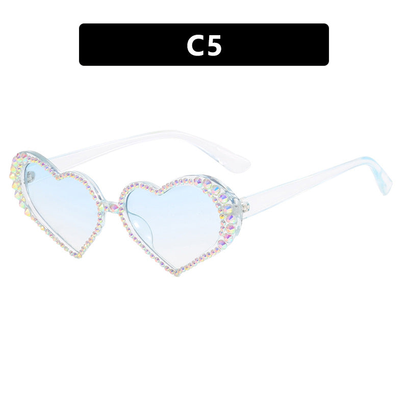 Damen Herzförmige Sonnenbrille mit strassbesetztem Rahmen Brehn
