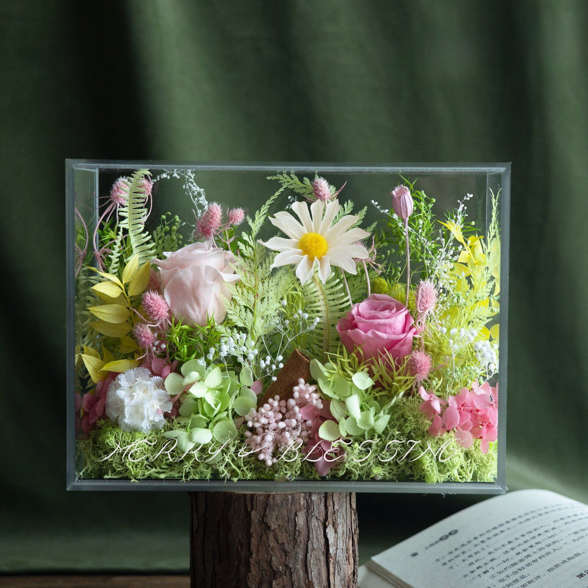 Konservierte Blumenanzeige Box