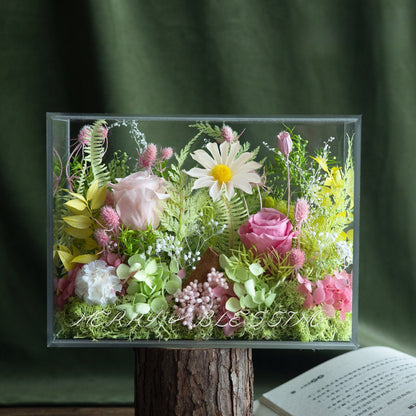Konservierte Blumenanzeige Box