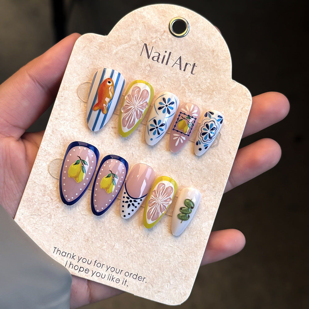 Künstlerisches Meeresthema Press-On Nagelset Brehn